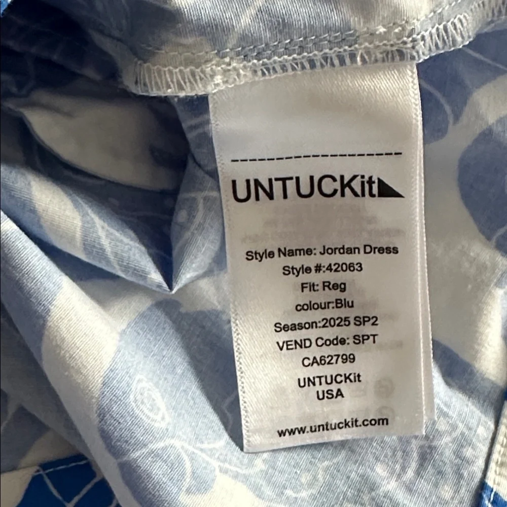UNTUCKit Womens Jordan Sleeveless Shirt Dress Blue Parrot Print Sz Small Preppy - Picture 7 of 9